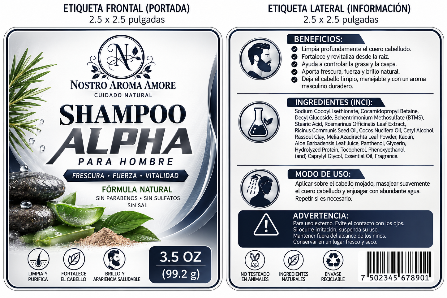 Alpha Shampoo Sólido para Caballero